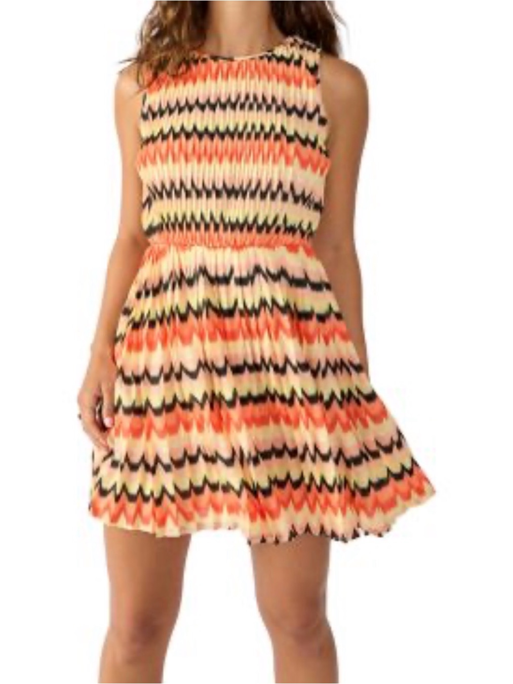 Sanctuary Citrus Stripe Crochet Chevron Mini Dress Lined Size S, Nwt, Msrp: $113